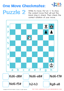 One Move Checkmates: Puzzle 4 Worksheet, Free PDF for Kids